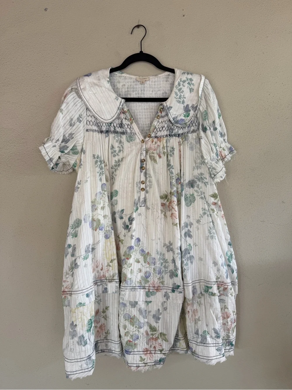 Pilcro Puff-Sleeve Collared Babydoll Mini Dress - Picture 2 of 5
